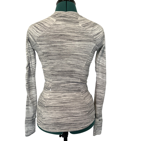 Lululemon Women's Runderful Space Dye White Gray Long Sleeve Shirt Sz 2 W3BCIS - Picture 3 of 9